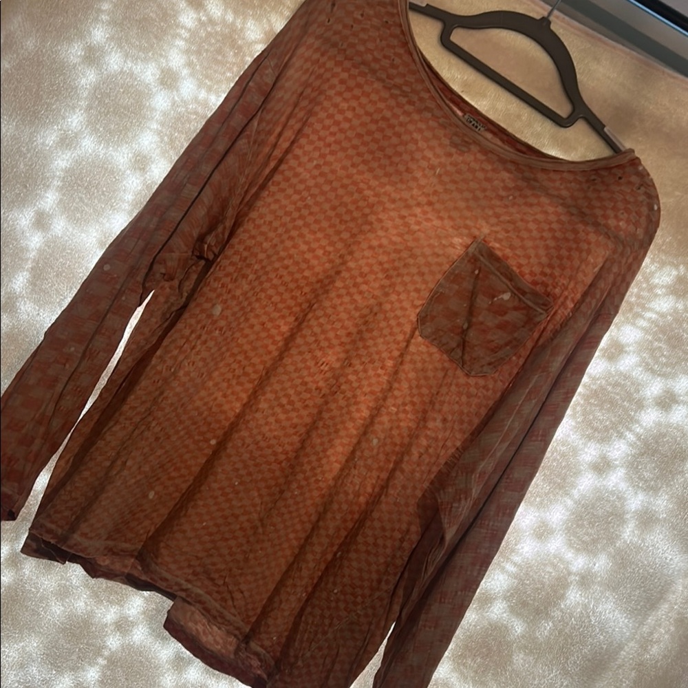 Magnolia Pearl Terracotta Houndstooth Blouse